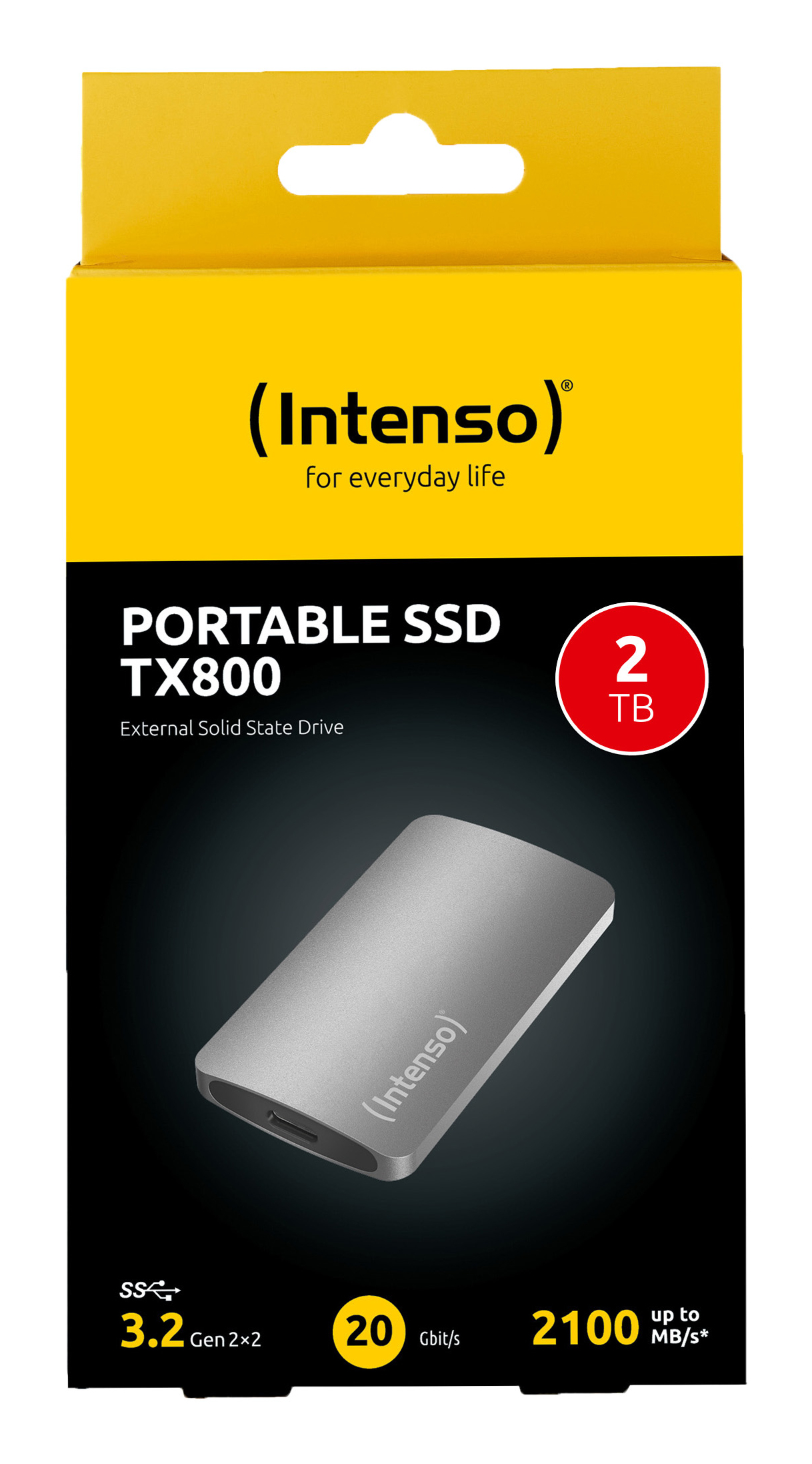 Intenso Portable SSD TX800 2TB, srebrny dysk zewnętrzny.
