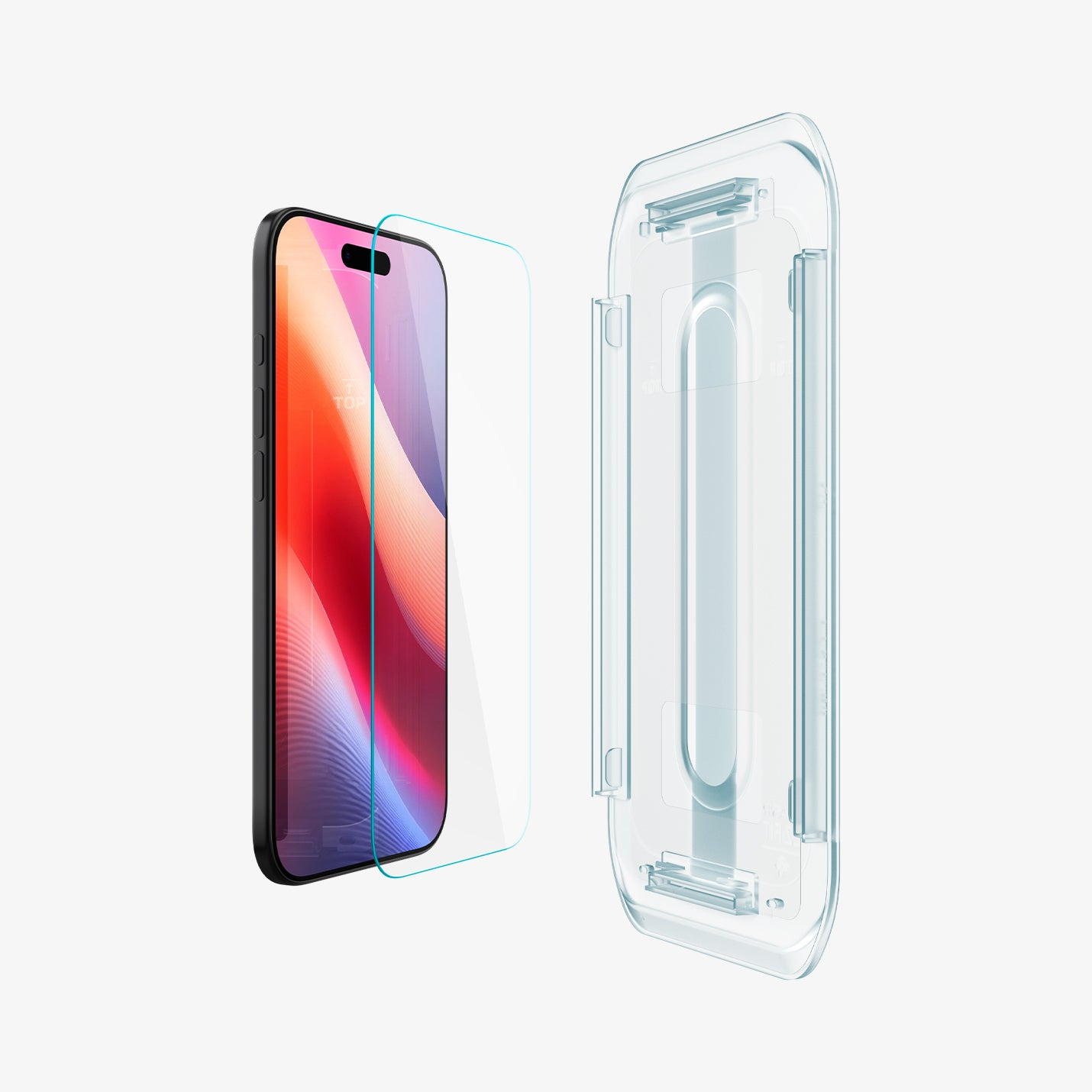 Uno smartphone con pellicola protettiva e custodia protettiva trasparente.