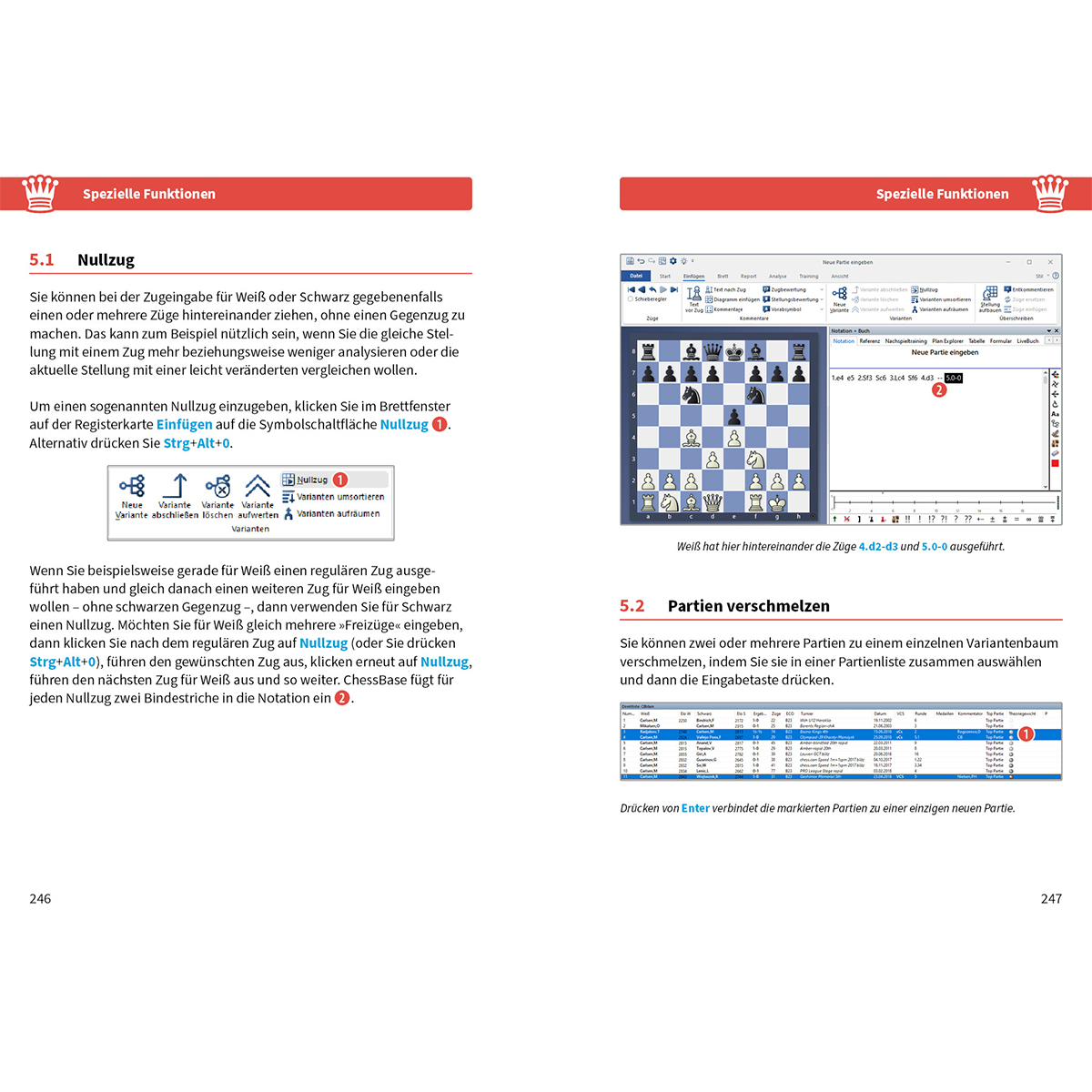 Ein Schachbrett-Interface mit Menüs und einem Notationsfenster.