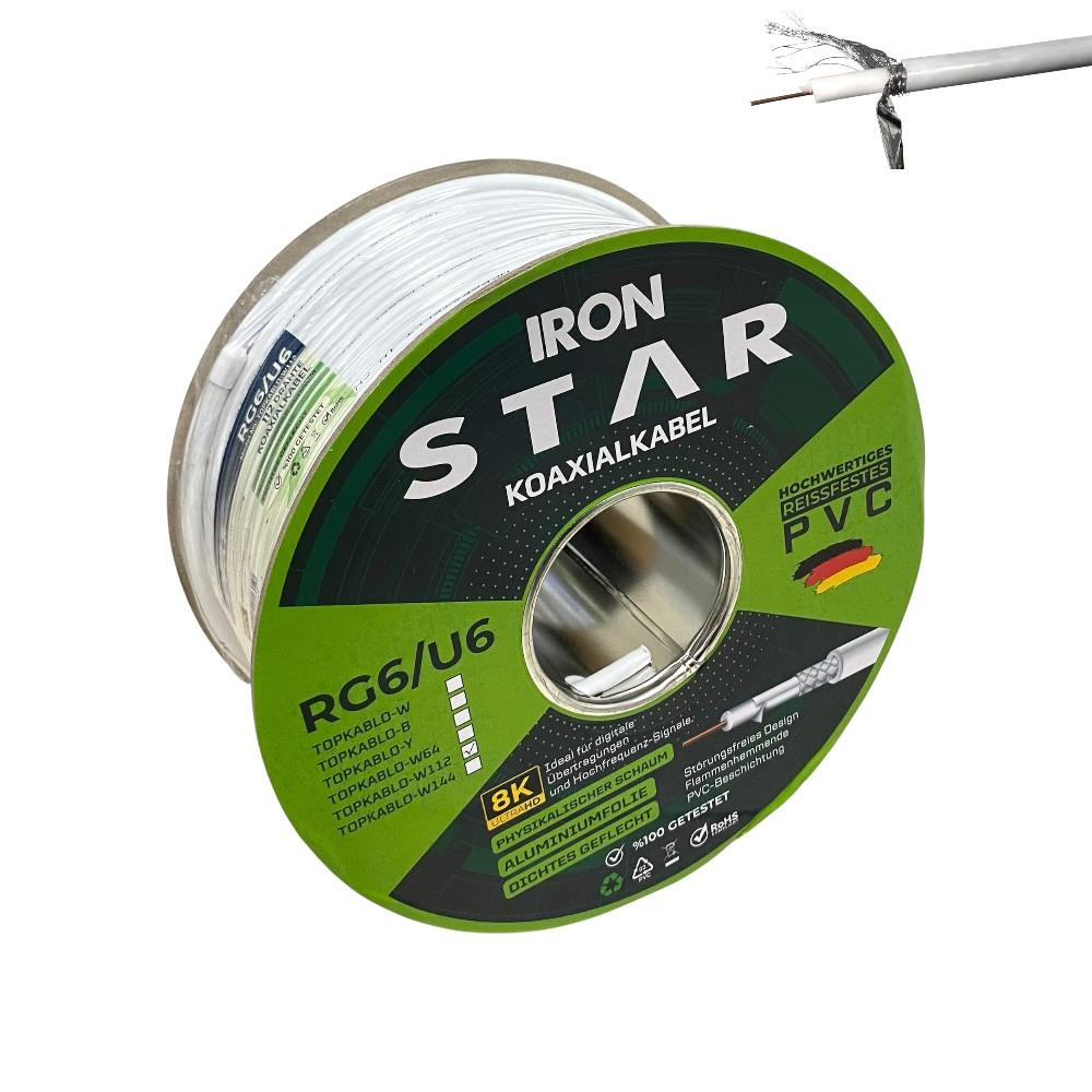 PVC kılıflı ve ekranlı Iron Star RG6/U6 koaksiyel kablo makarası.