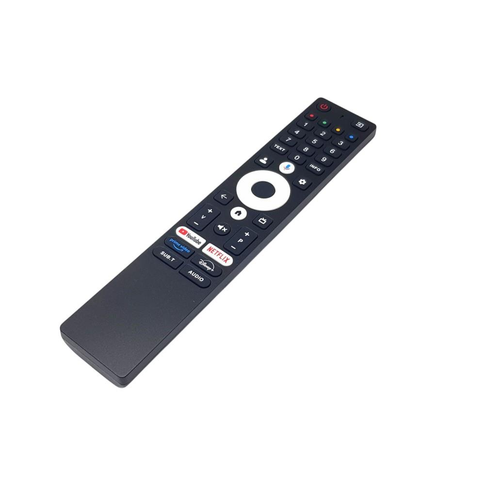 Sayısal tuş takımı ve uygulama düğmeleri olan siyah uzaktan kumanda.