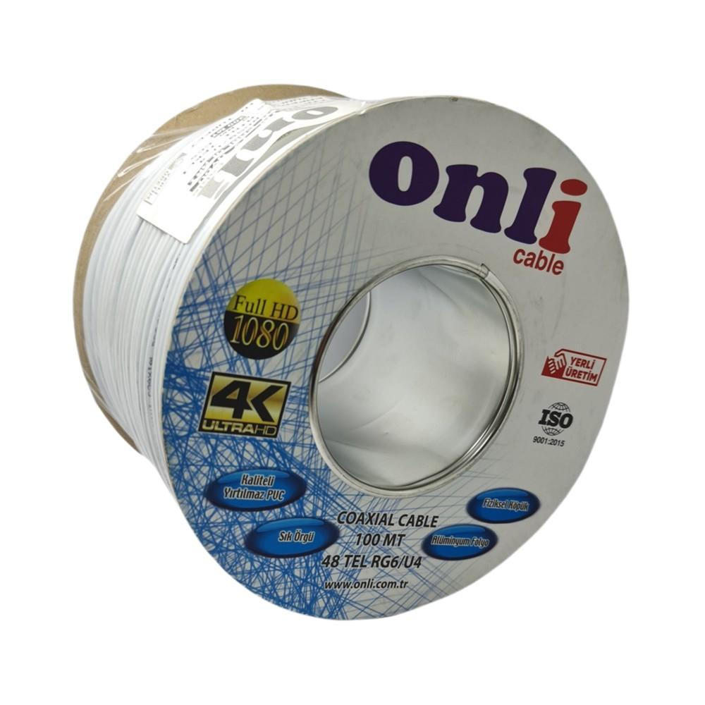 ONLI KABLO RG59-U4 Mini Tekli 200 m Anten Kablosu Beyaz