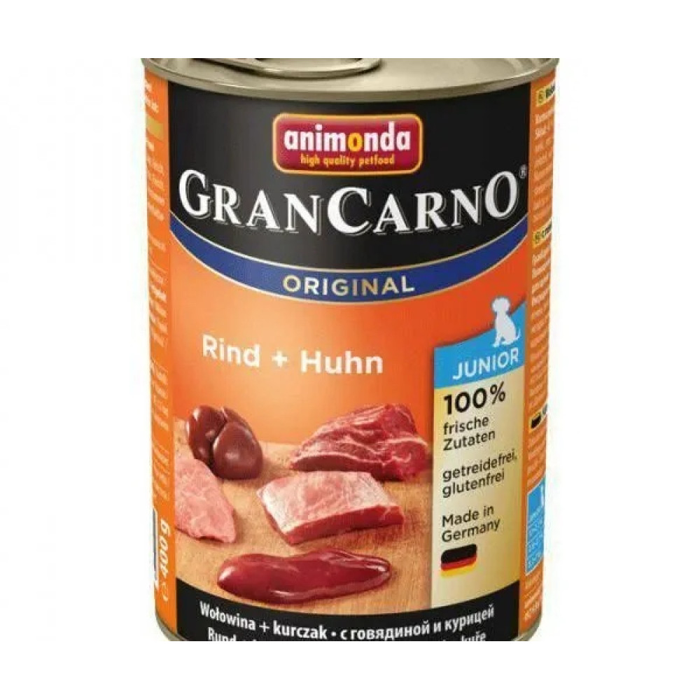 Puszka karmy dla psów Animonda Gran Carno Original Wołowina + Kurczak Junior.