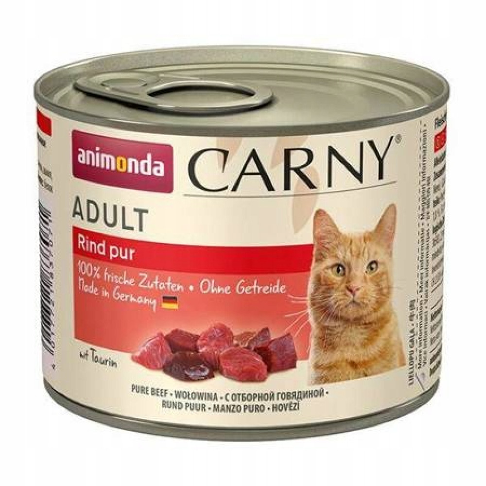 Animonda Carny Adult karma dla kota, czysta wołowina, z kawałkami, pomarańczowy kot