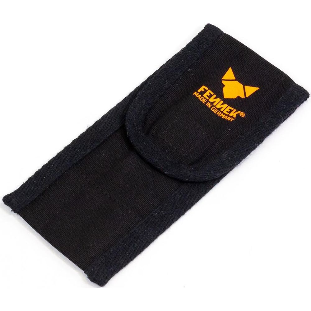 Schwarze Stofftasche mit orangefarbenem Logo und Text "MADE IN GERMANY".