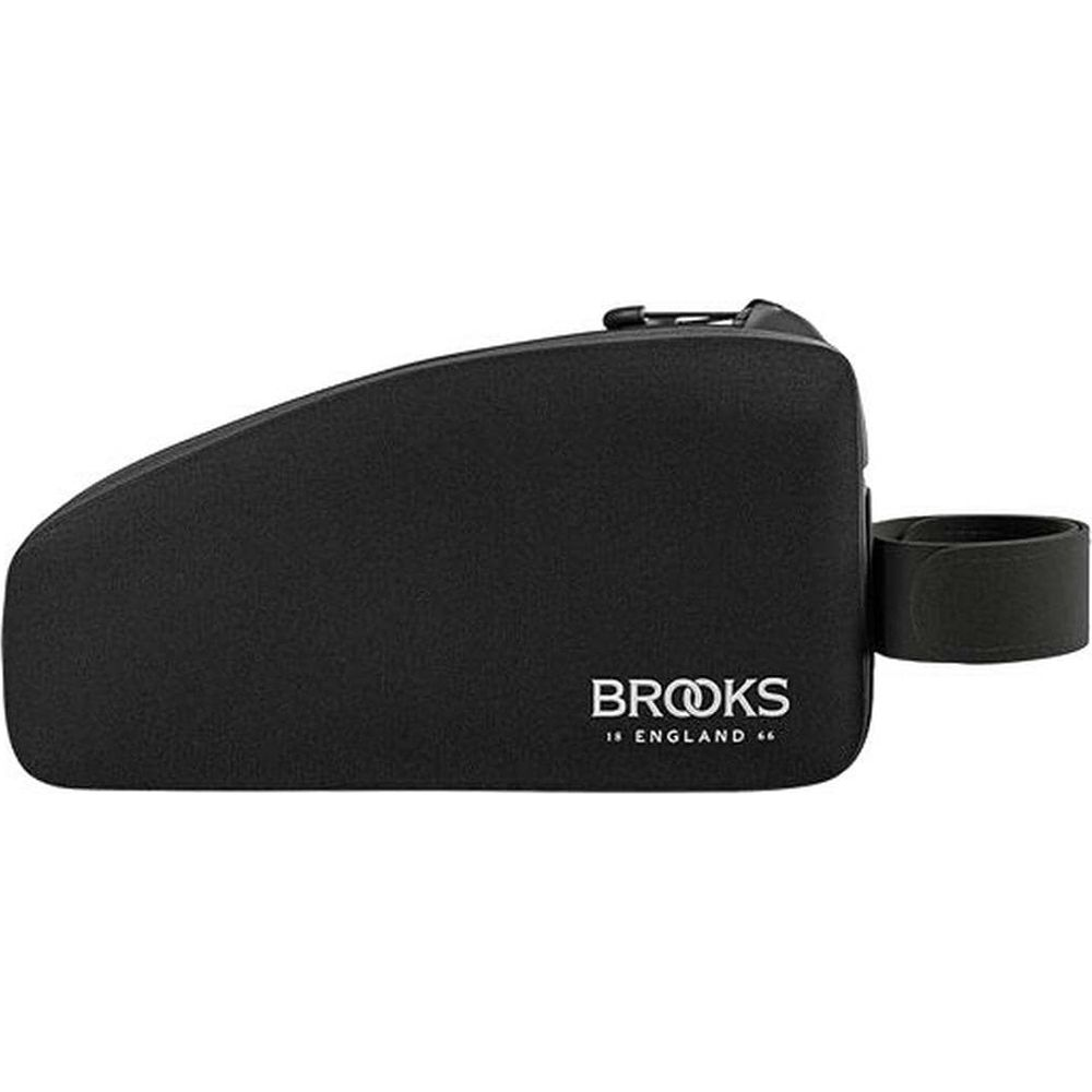 Sacoche de vélo Brooks noire avec sangle velcro.