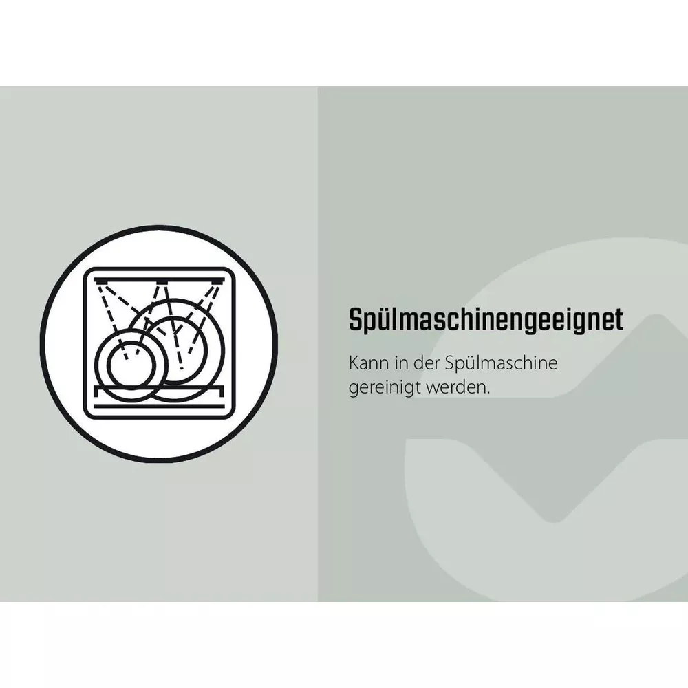 Spülmaschinen-Symbol mit Text 'Spülmaschinengeeignet'.