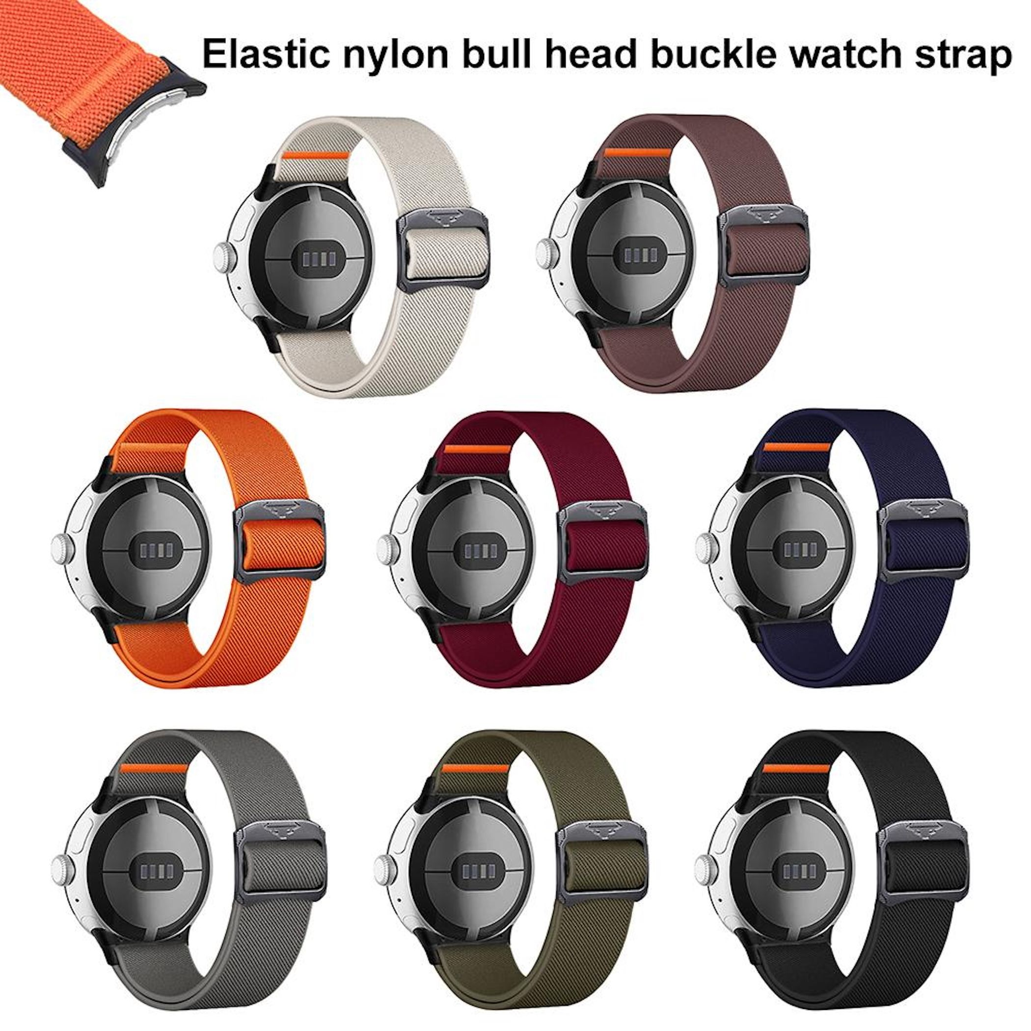 Verschiedene Uhrenarmbänder aus Nylongewebe in verschiedenen Farben.