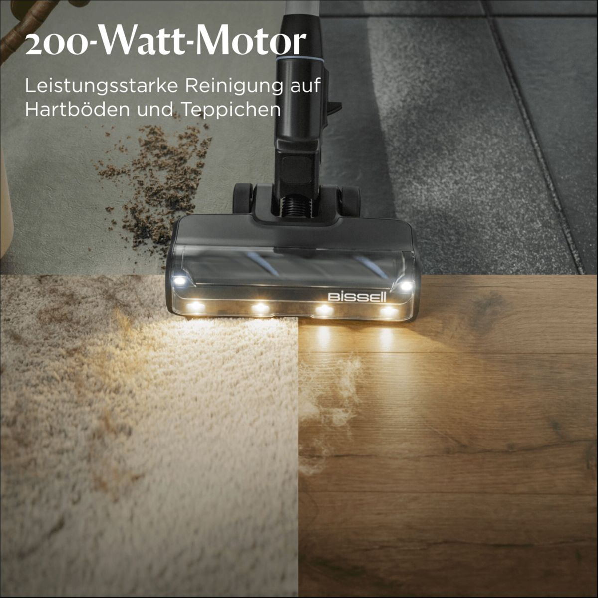 Bissell Staubsauger reinigt Teppich und Hartboden. 200W Motor.