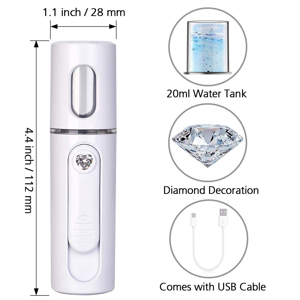 Weies Gerät mit Wasserbehälter, Diamant und USB-Kabel.