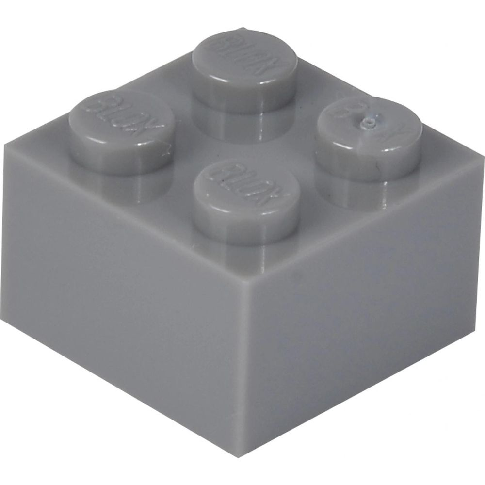 Mattoncino Lego grigio con quattro perni.