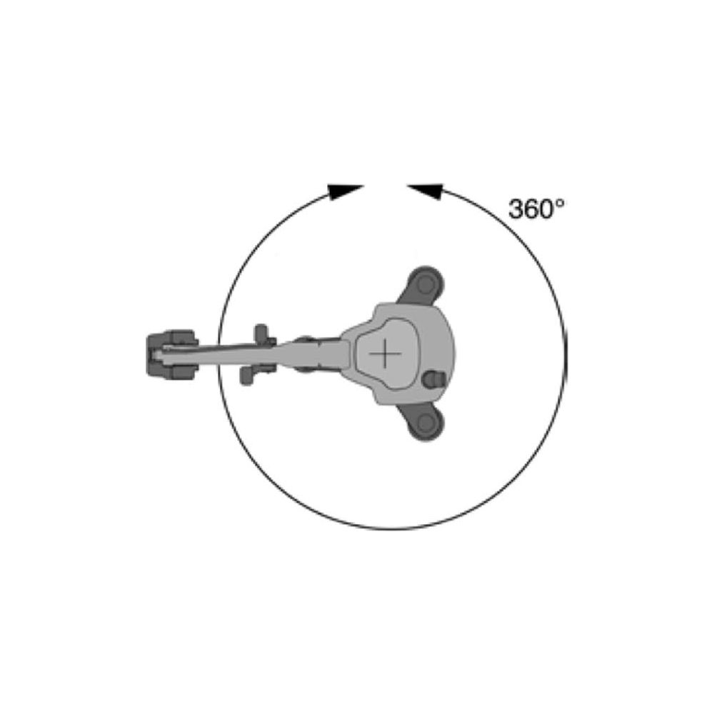 Schemazeichnung einer 360-Grad-Ansicht eines mechanischen Arms.