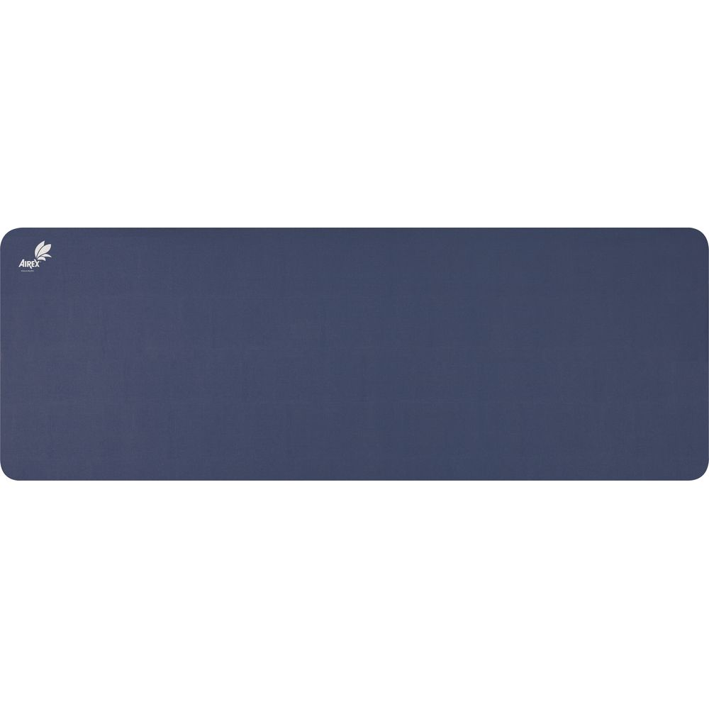 Un tapis d'exercice bleu foncé avec le logo AIREX en haut à gauche.