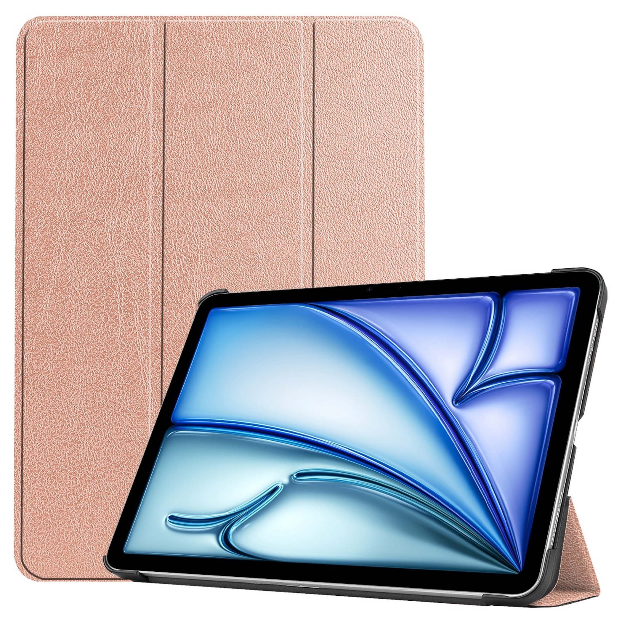 Rosafarbene Tablet-Hülle mit geöffnetem Display.