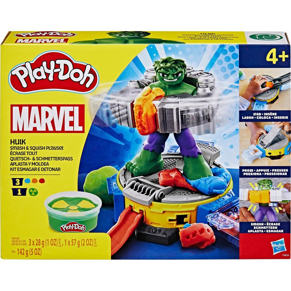 Play-Doh Marvel Hulk Smash & Squish Spielset mit Figuren und Knete.