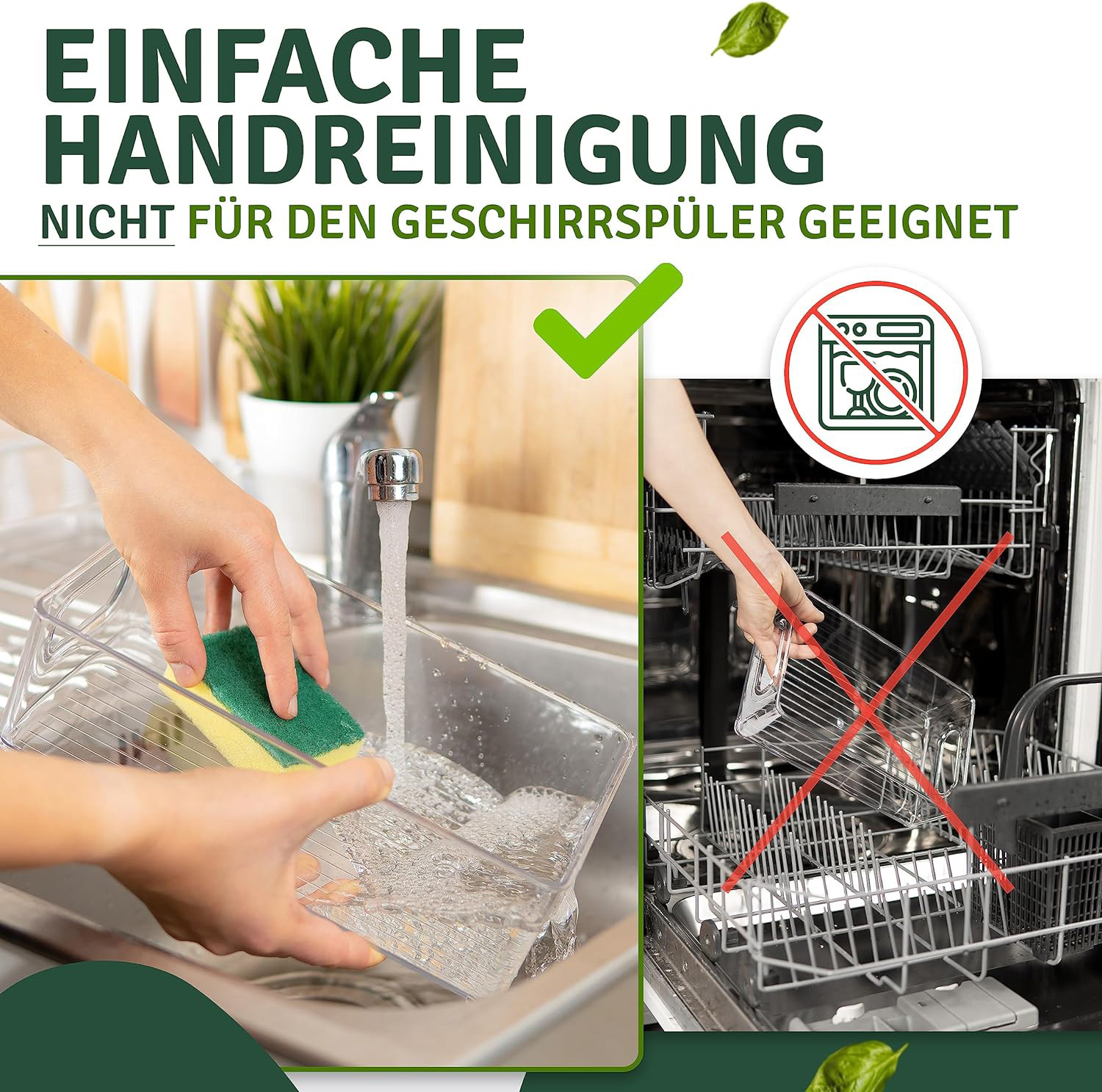 Behälter wird per Hand in der Spüle gereinigt, nicht für die Spülmaschine.