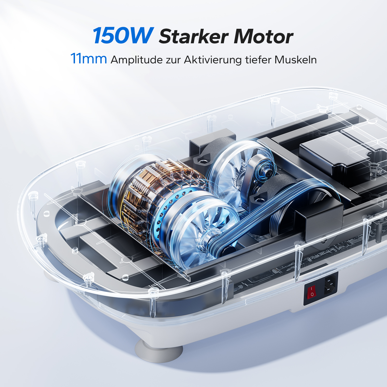 Ein 150W Starker Motor mit 11mm Amplitude, detailreich dargestellt.