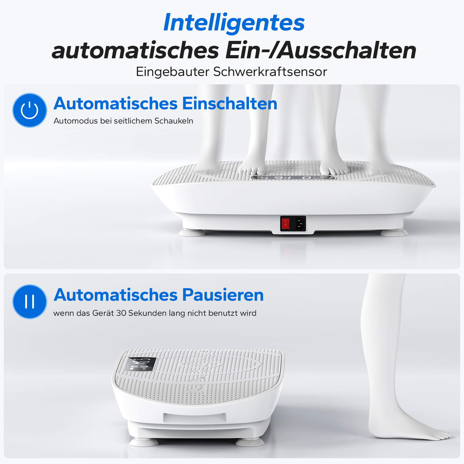 Intelligentes Gerät mit Automatik-Ein/Aus-Funktion und Schwerkraftsensor.