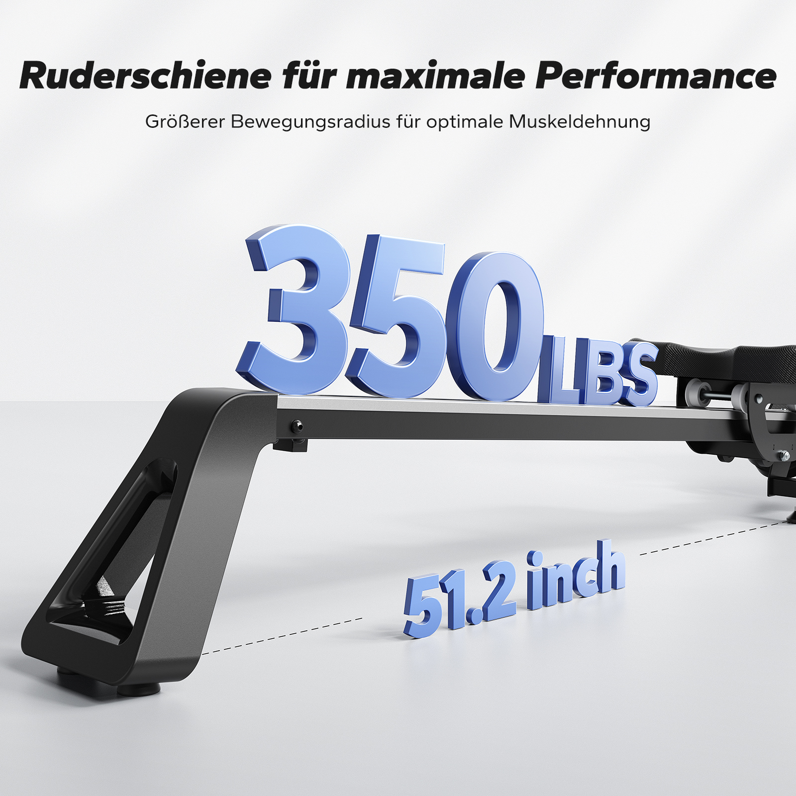 Ruderschiene mit 350 lbs Kapazität und 51,2 Zoll Länge.