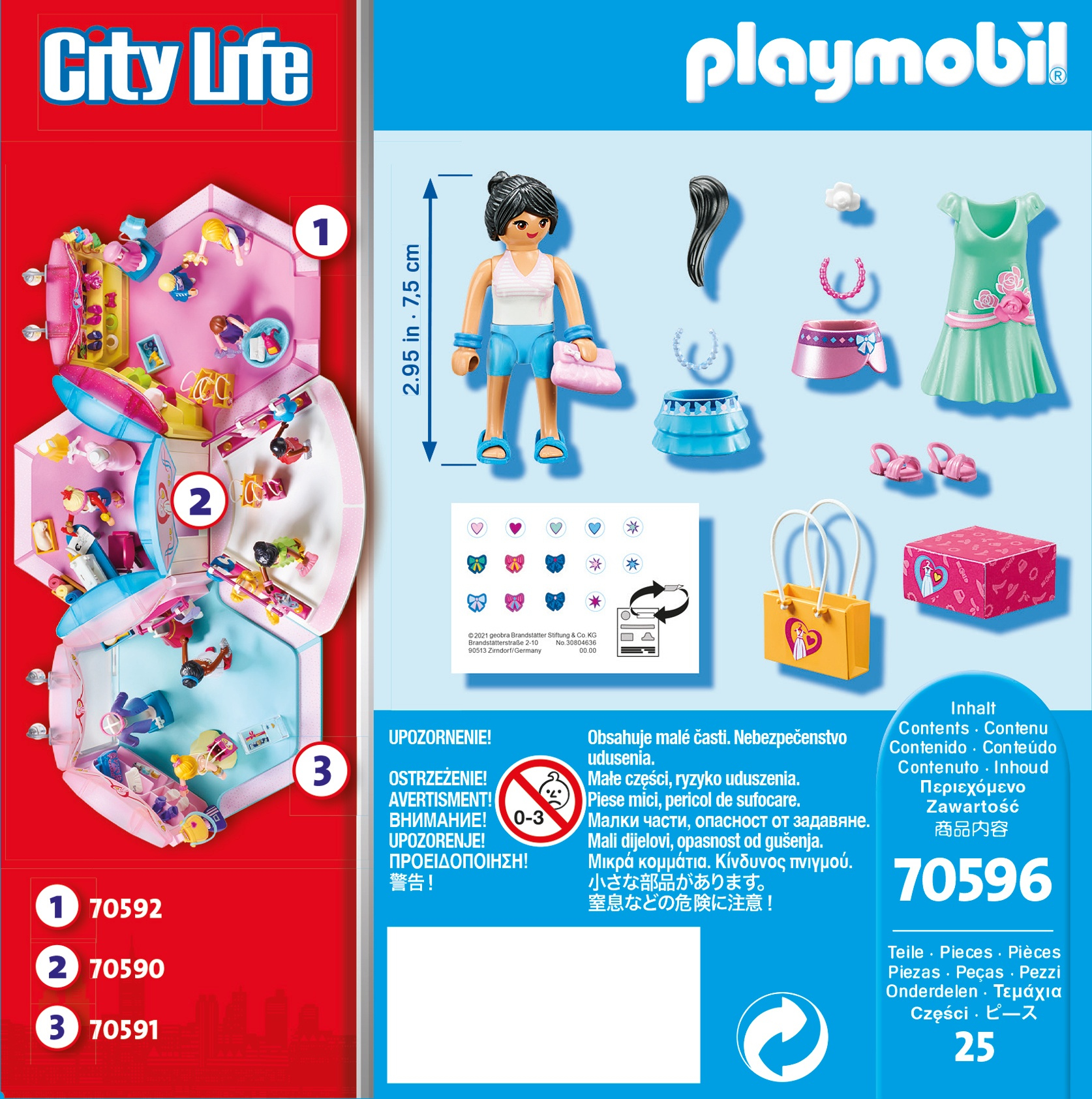 Playmobil City Life oyuncak figür, giysi ve aksesuarlar içerir.