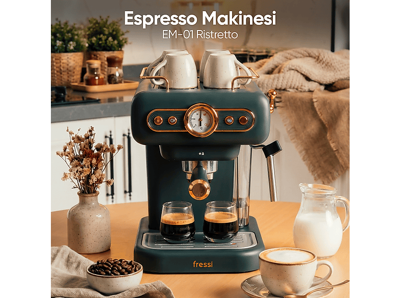 FRESSI Latte Cappuccino Süt Köpürtücülü 20 bar Basınçlı 1.2 l