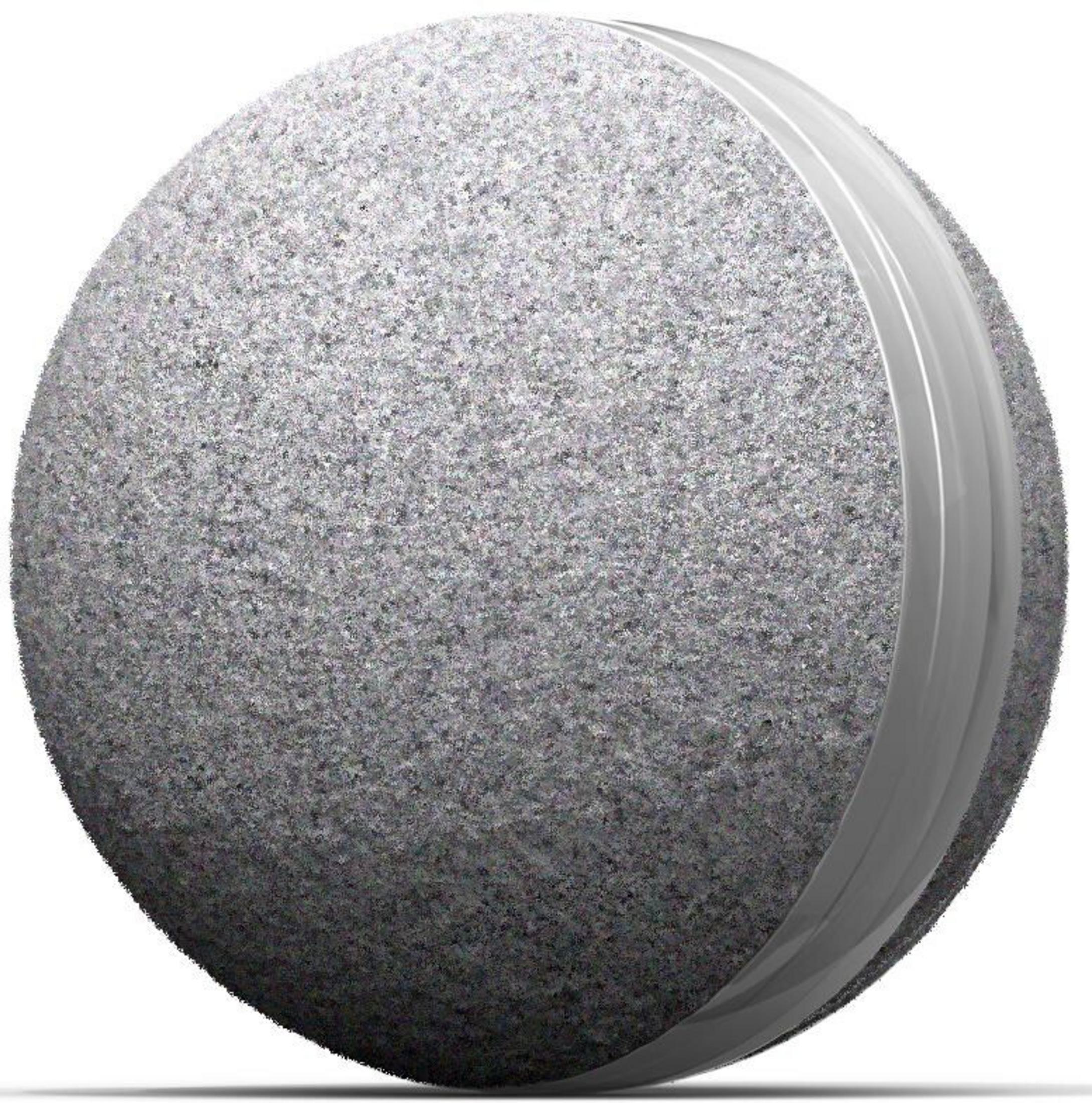 Una sfera grigia con un accento a fascia liscia grigio chiaro.