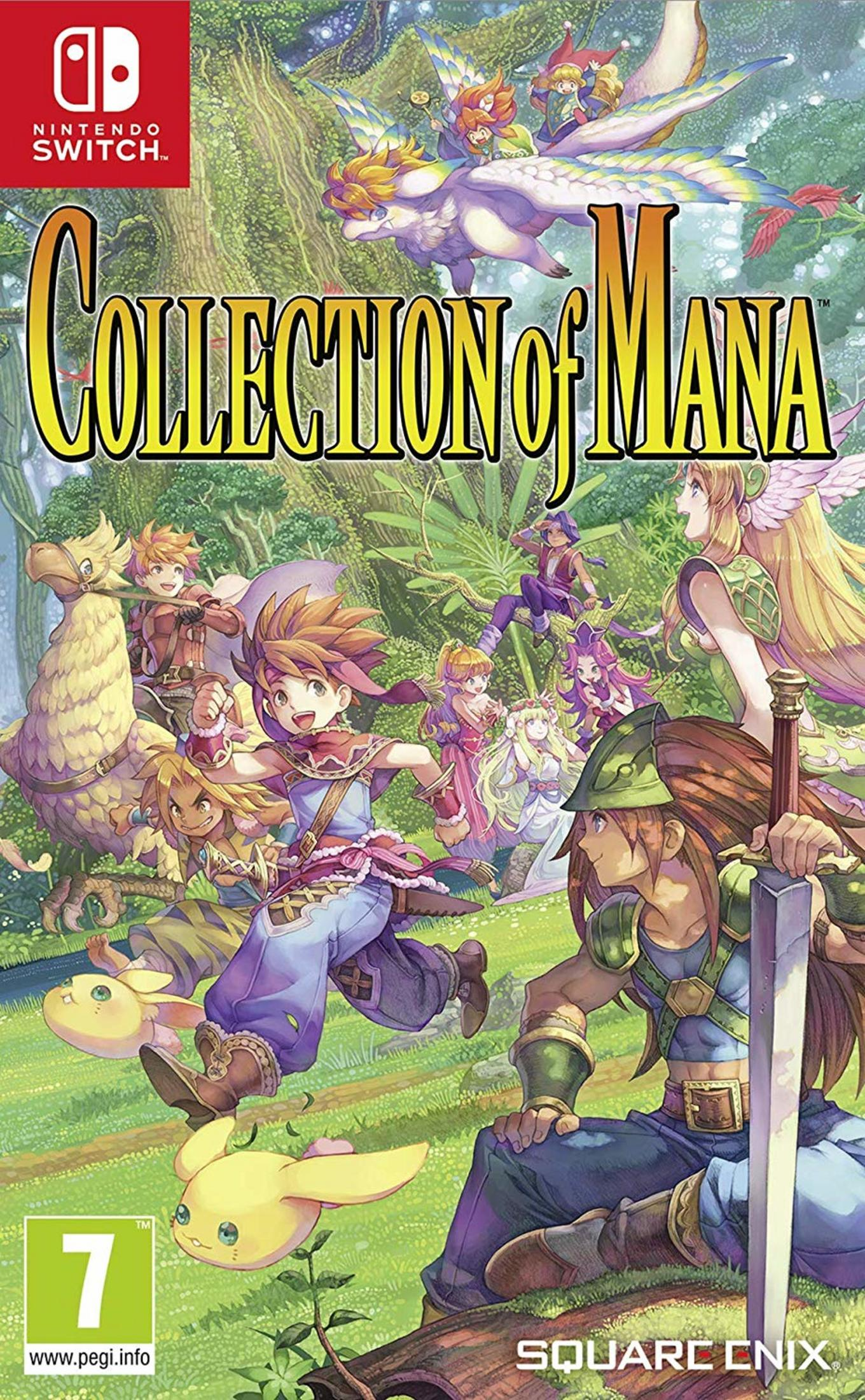 Personaggi del gioco Collection of Mana per Nintendo Switch in un ambiente forestale.