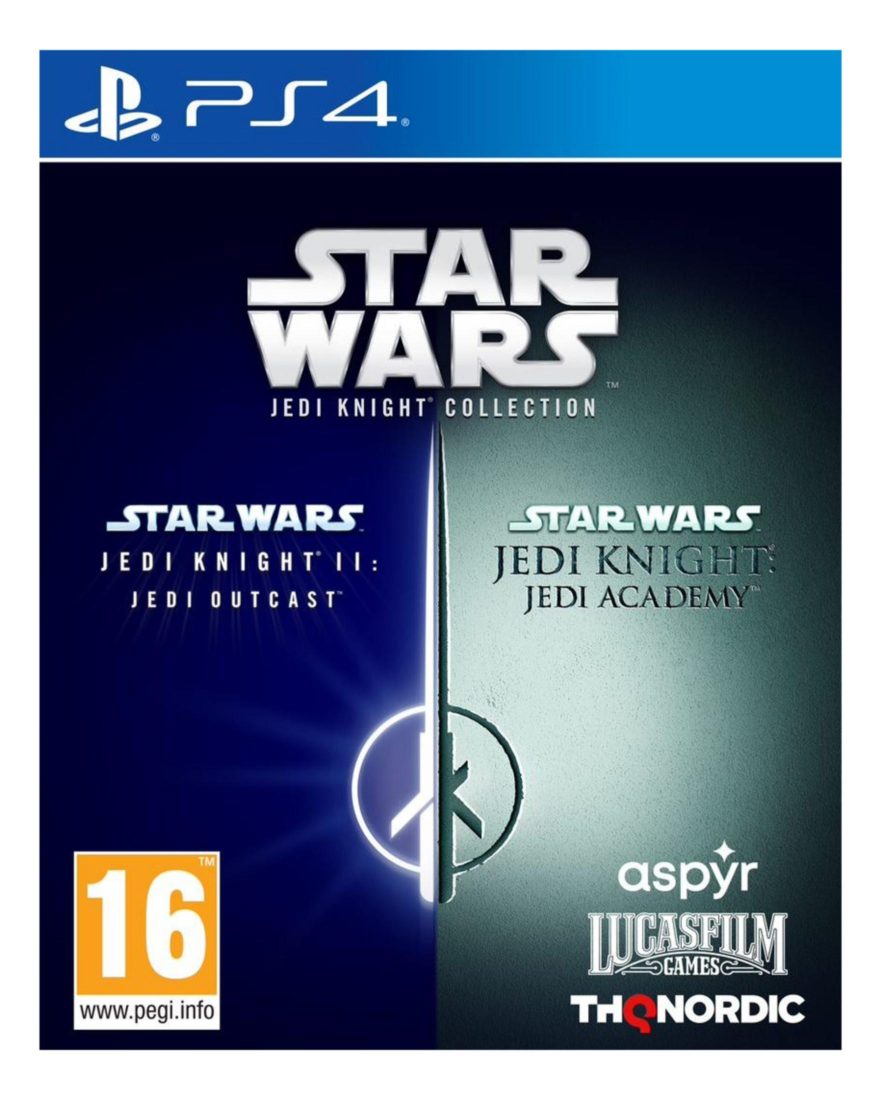Okładka gry PS4 Star Wars Jedi Knight Collection z Jedi Outcast i Jedi Academy.