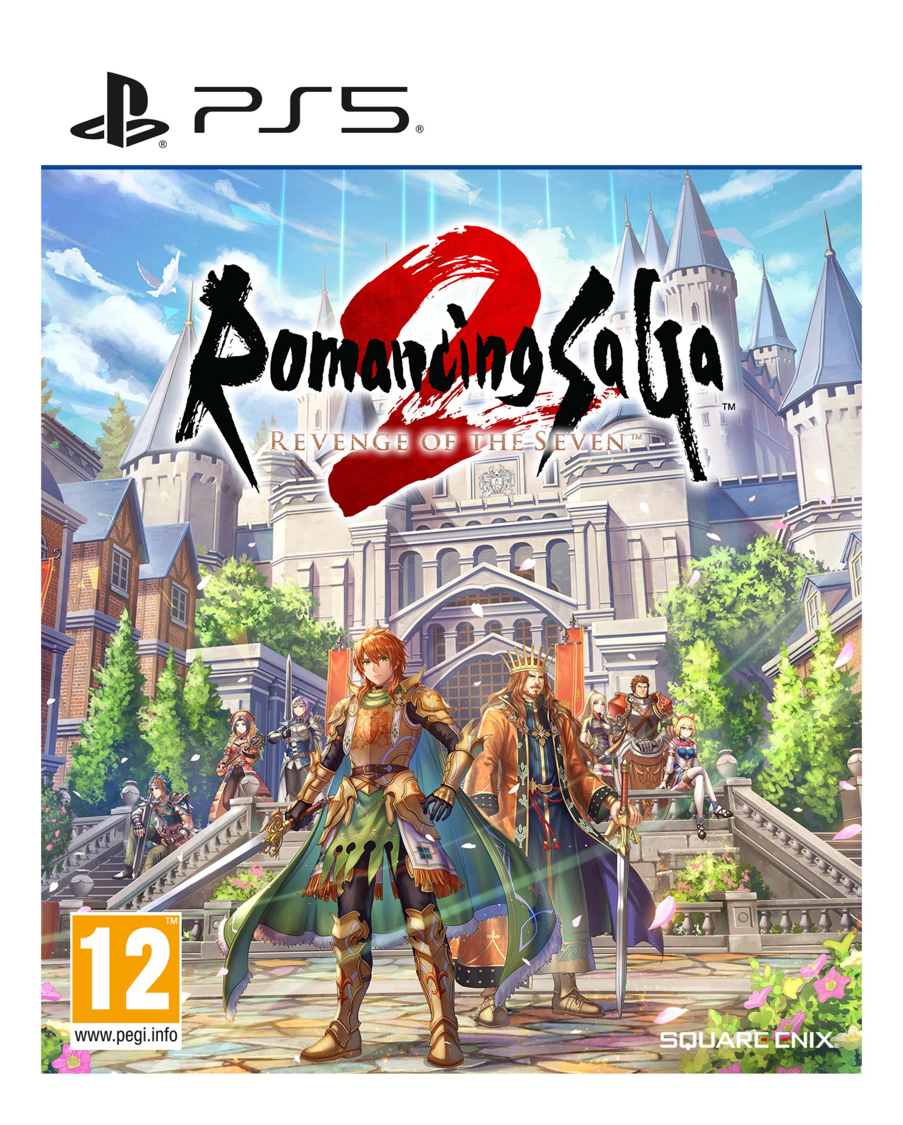 Copertina del gioco: Personaggi davanti a un castello, logo PS5, titolo e valutazione PEGI 12.