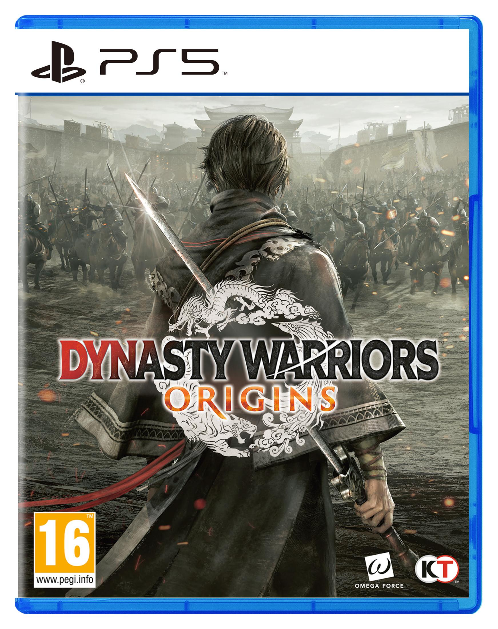Un guerriero con spada di fronte a un esercito. Copertina del gioco Dynasty Warriors: Origins.