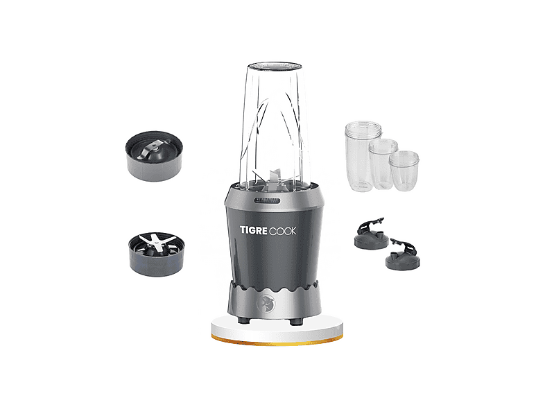 TIGRECOOK Nutrıshake 3'ü 1 Arada Kahve Baharat Öğütücü 1000W Smoothie 1000 W Kişisel Blender Gri