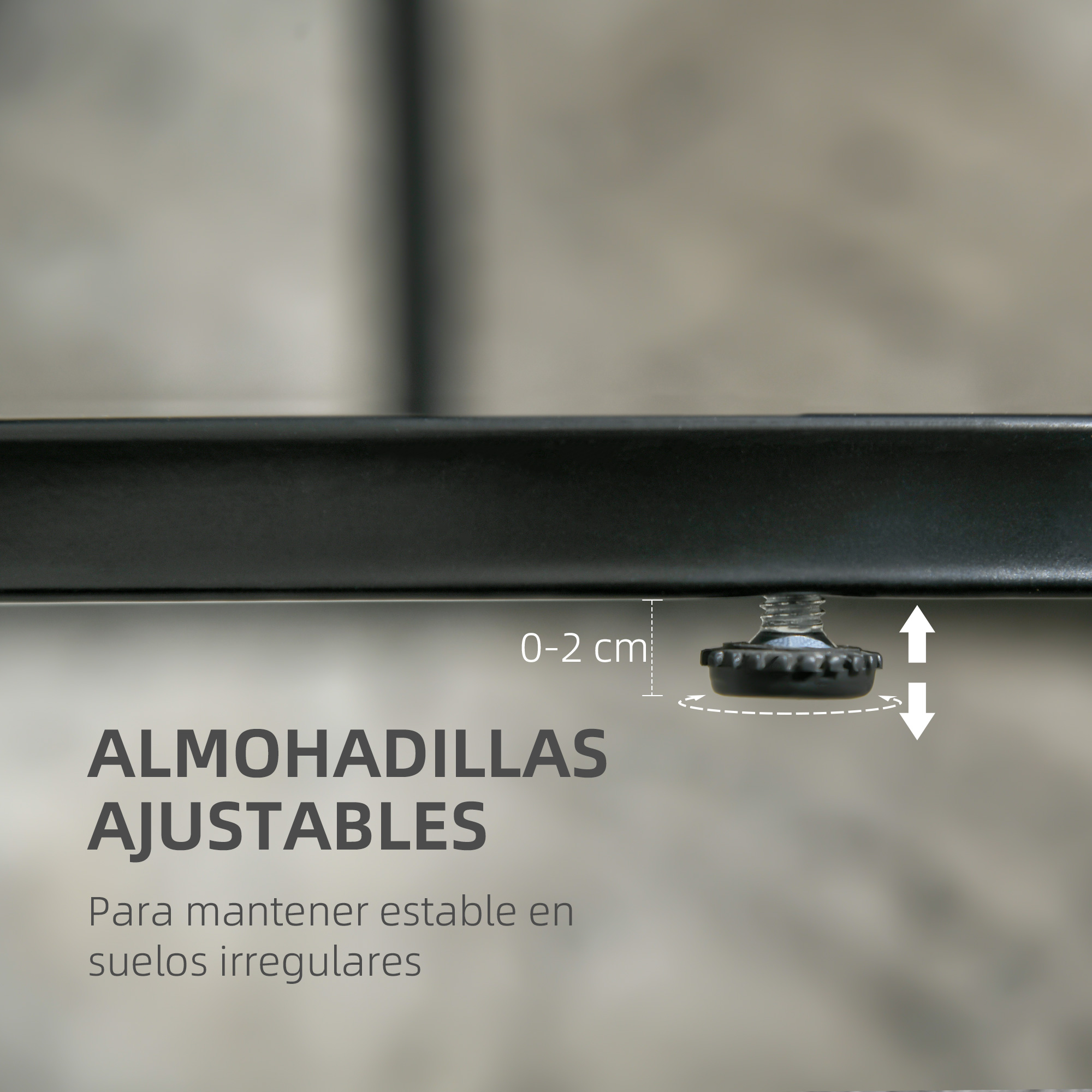 Almohadillas ajustables para suelos irregulares, 0-2 cm.