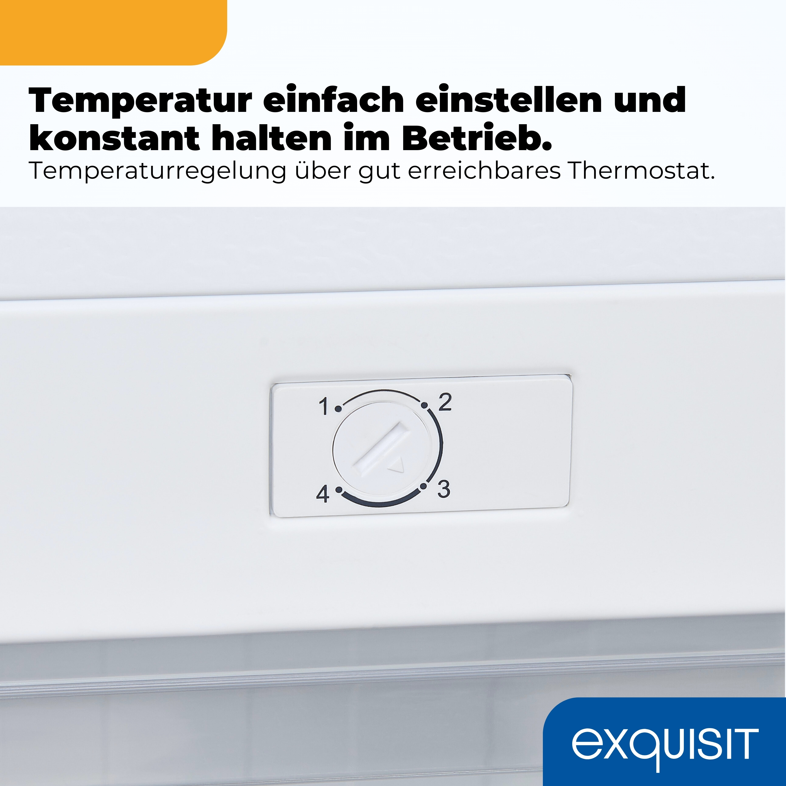 Ein weißes Thermostat mit Regler von 1 bis 4, das die Temperatur einstellt.
