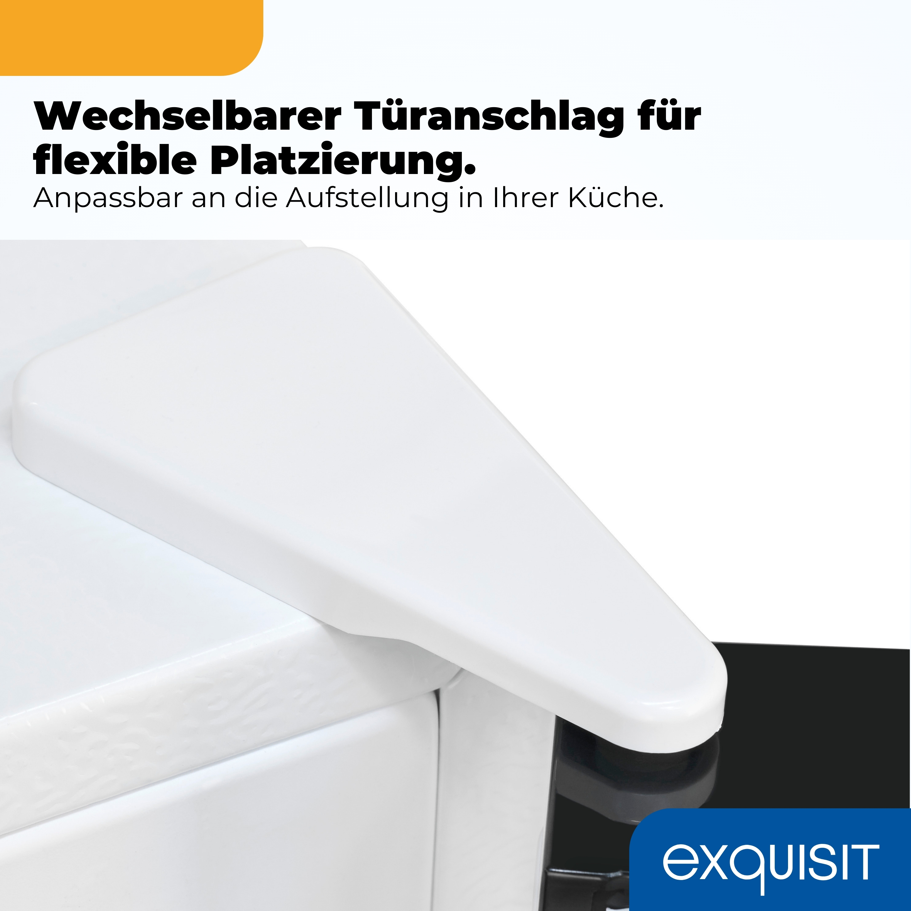 Weißer Türanschlag für flexible Platzierung, anpassbar an Ihre Küche.