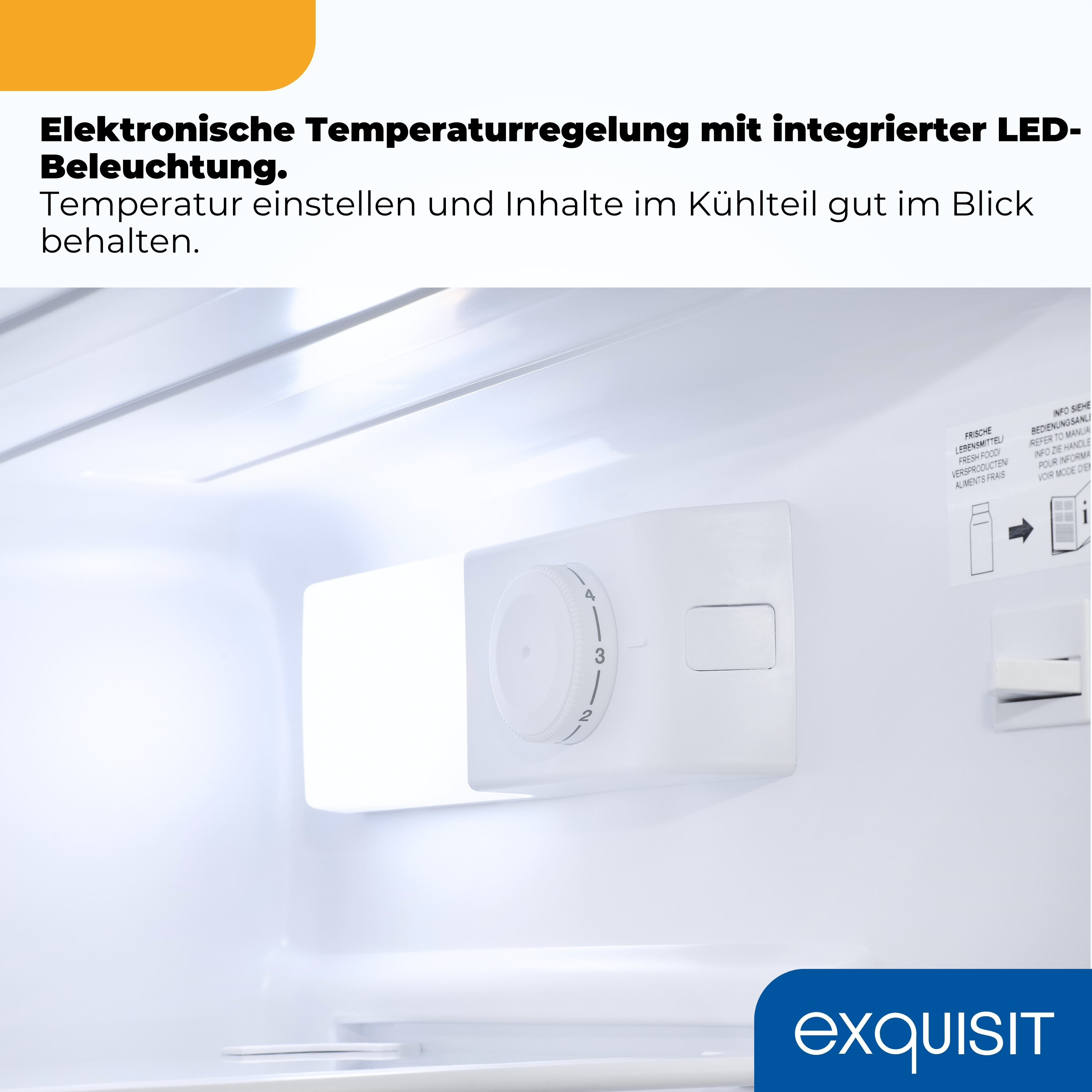 Ein Kühlschrank-Thermostat mit Zahlen 2, 3, 4 und einer LED-Leuchte.