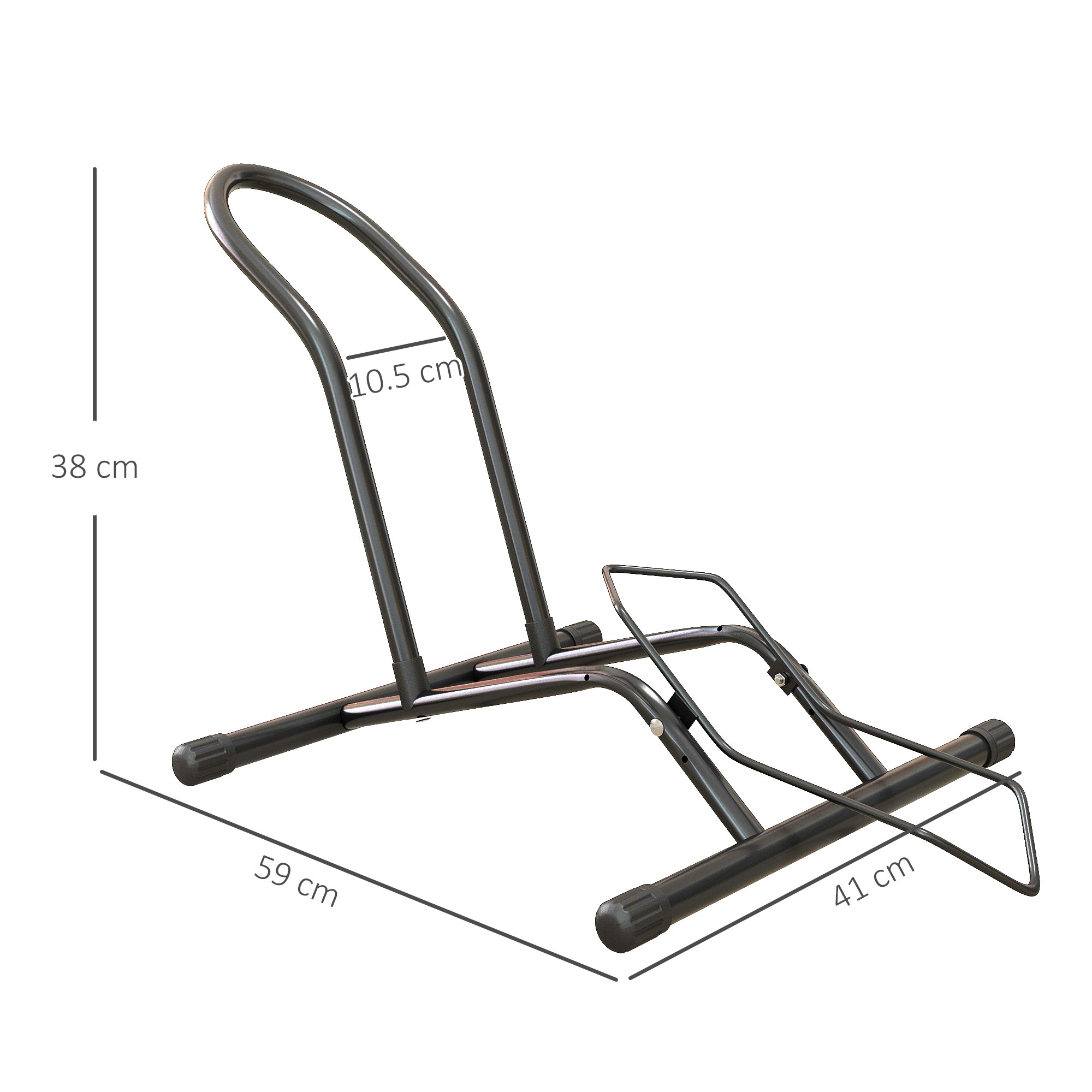 Un soporte negro para bicicletas de 38x59x41 cm.