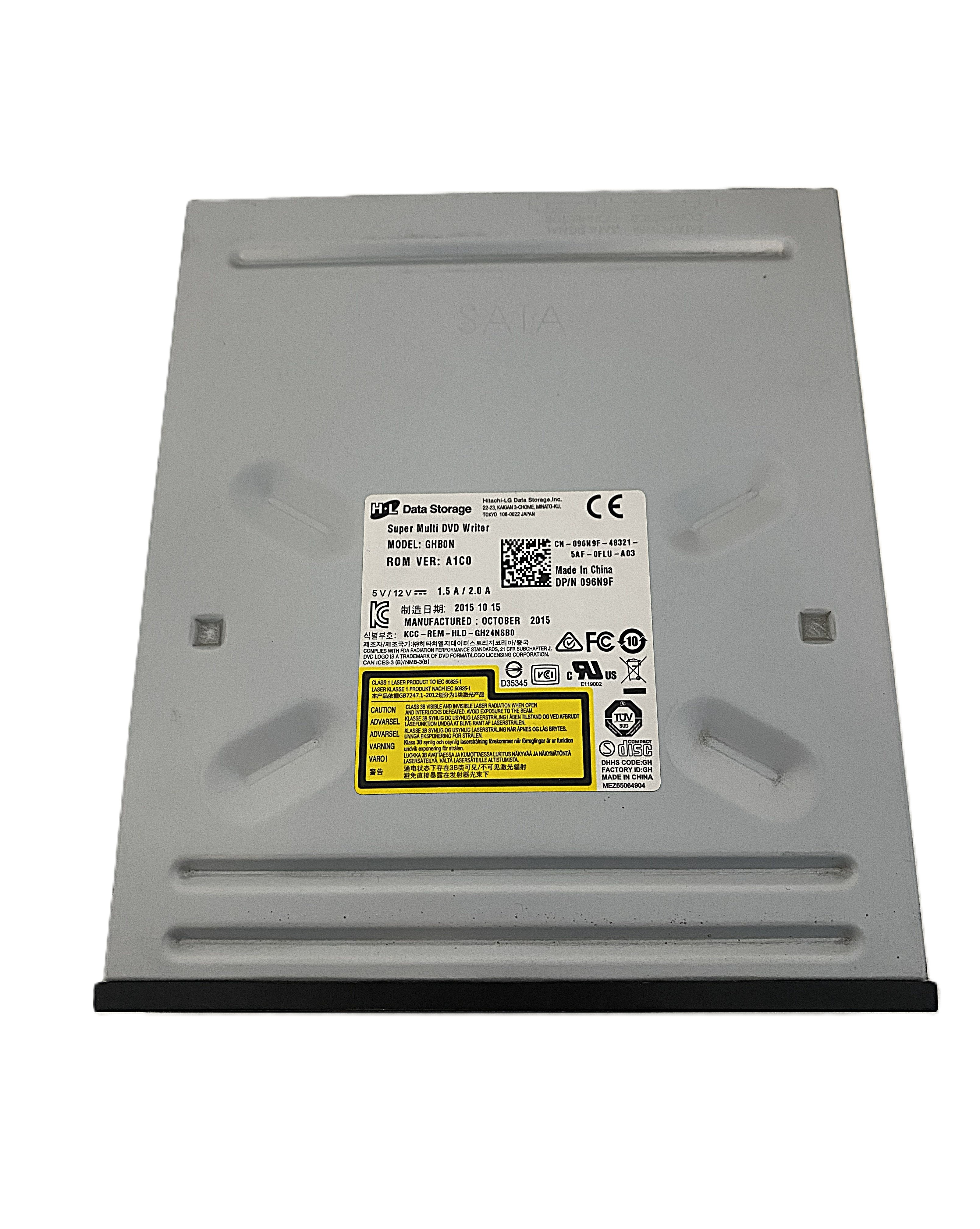 Ein silbernes Super Multi DVD-Laufwerk von Hitachi-LG Data Storage mit Modell GHBON.
