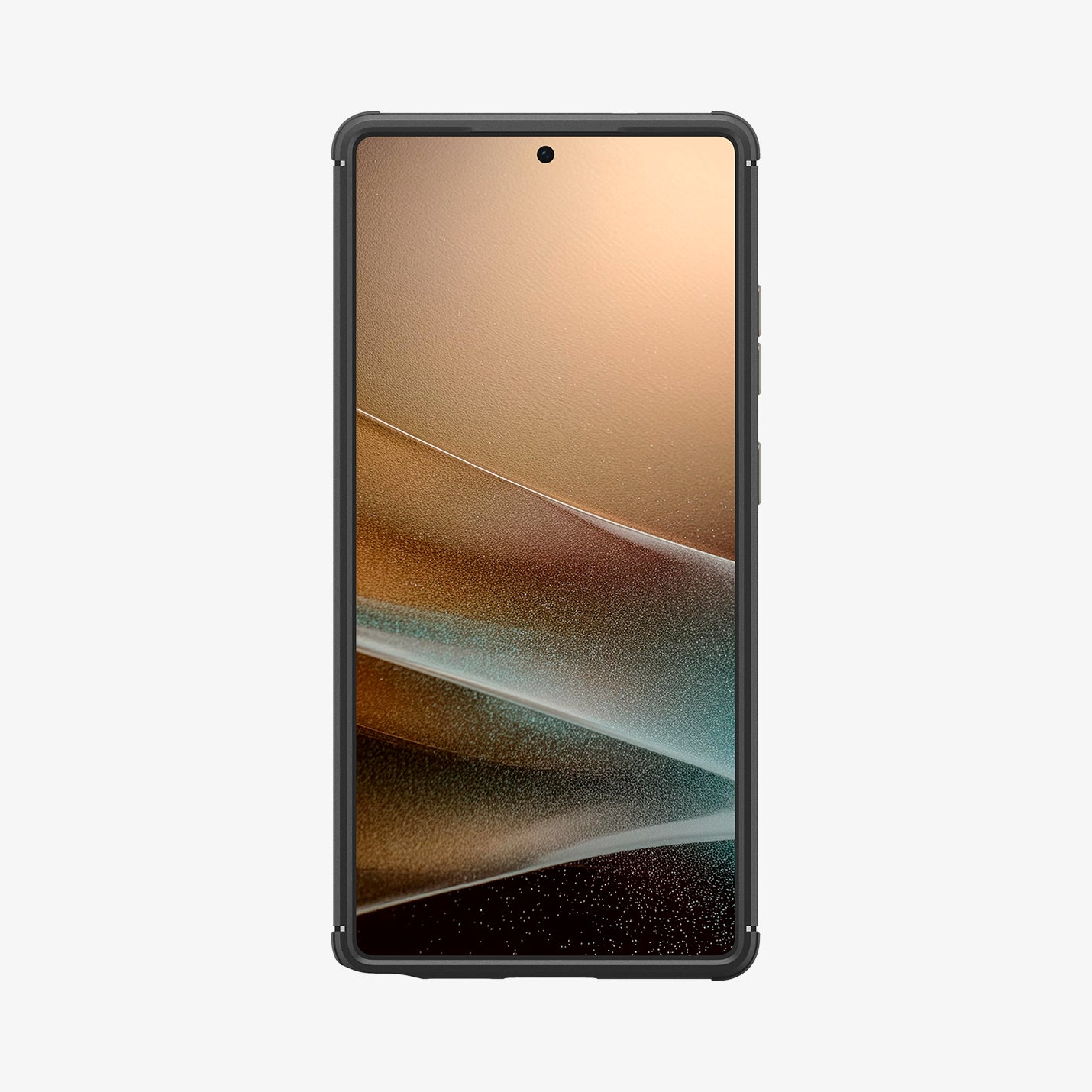 Schwarzes Smartphone mit abstraktem Hintergrund auf dem Bildschirm.