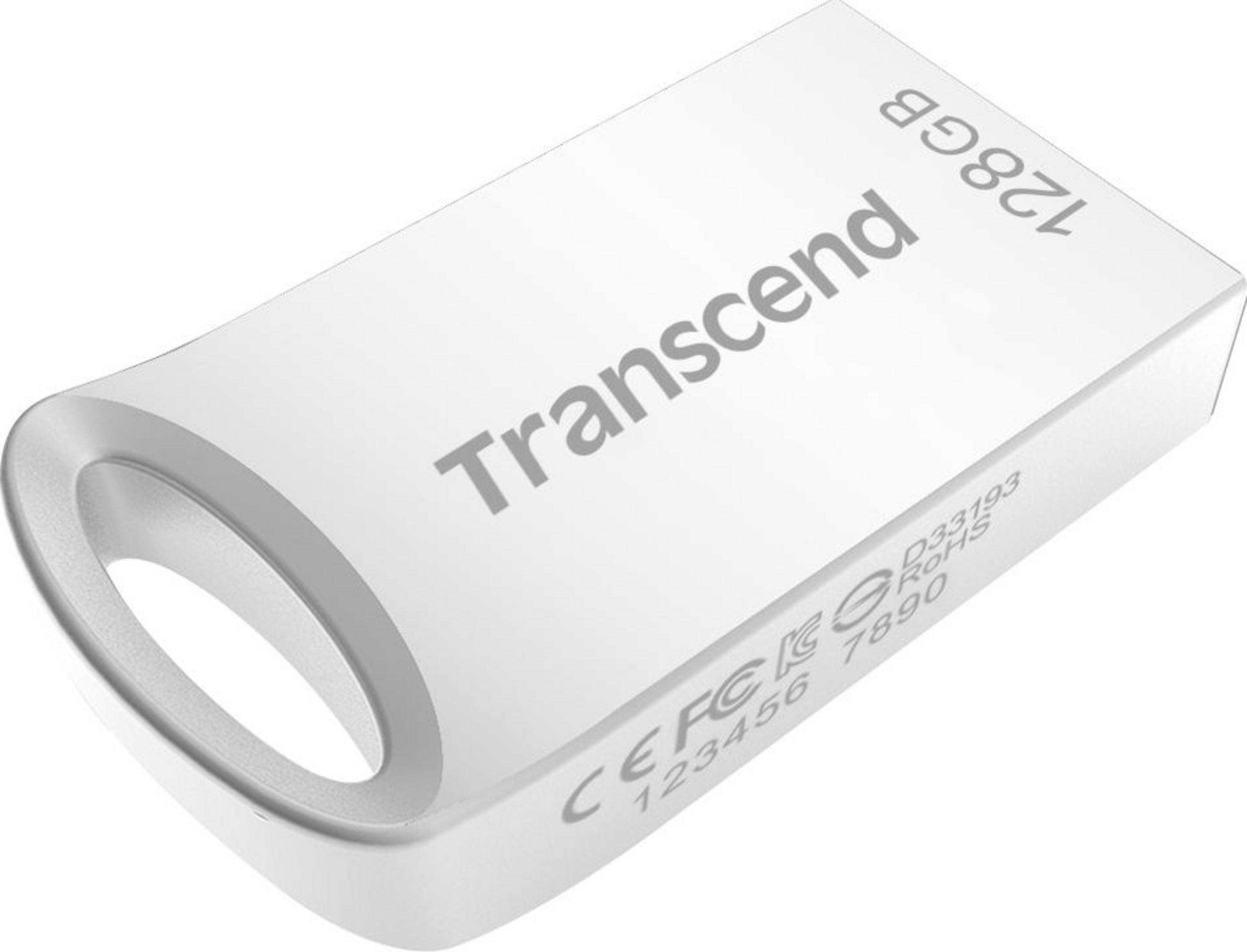 Biały pendrive Transcend 128 GB.