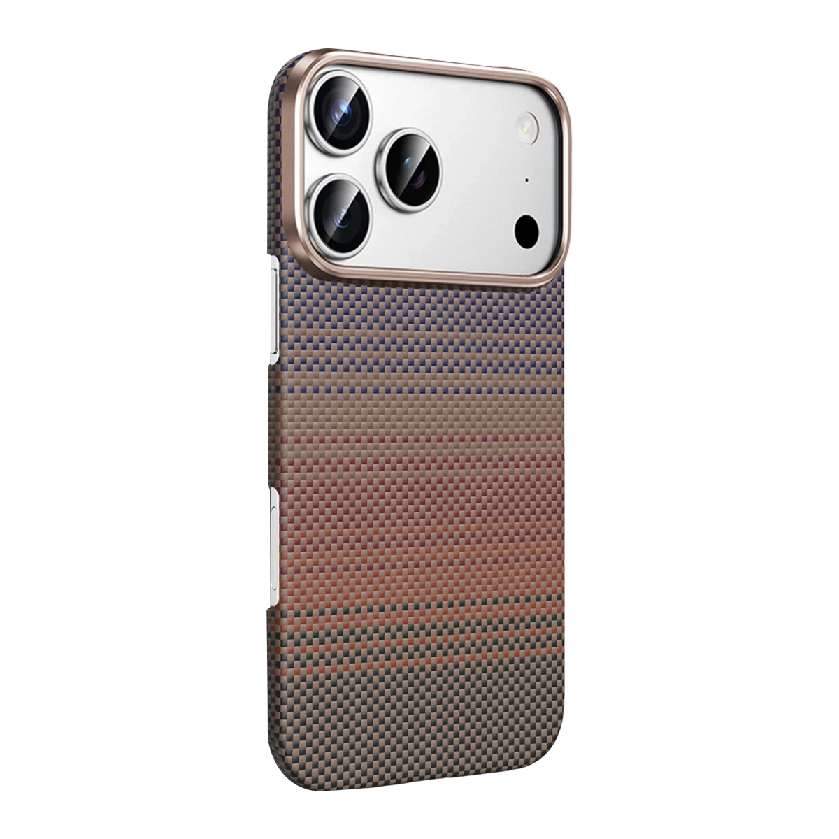 Renkli desenli kılıflı iPhone, kamera lensi ve çerçeve yakın çekim.