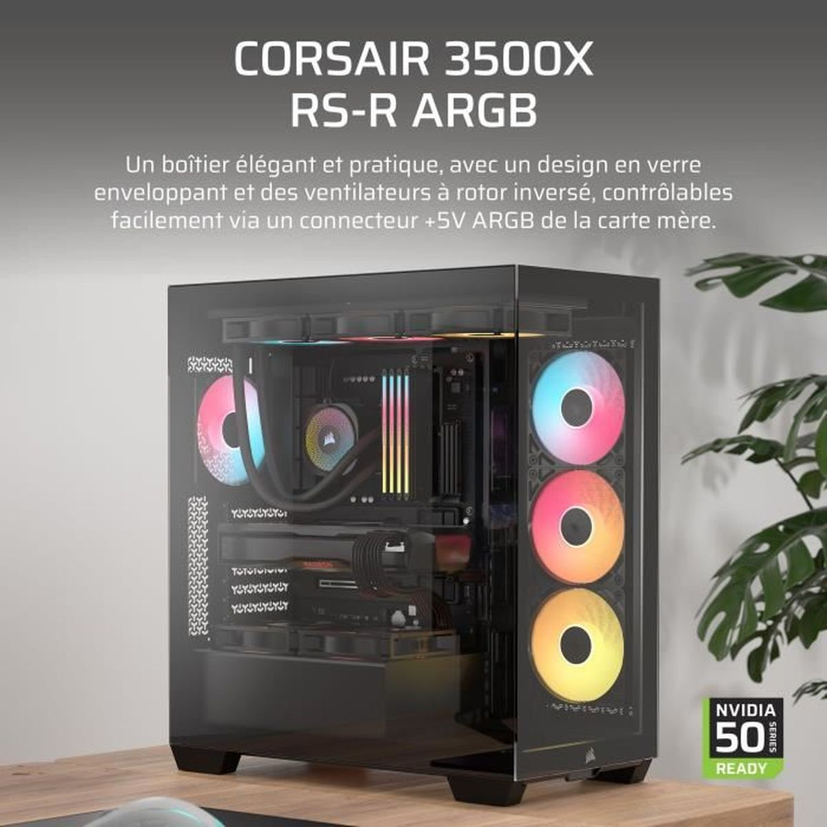 Elegancka obudowa komputera z szklanym frontem i wentylatorami RGB.