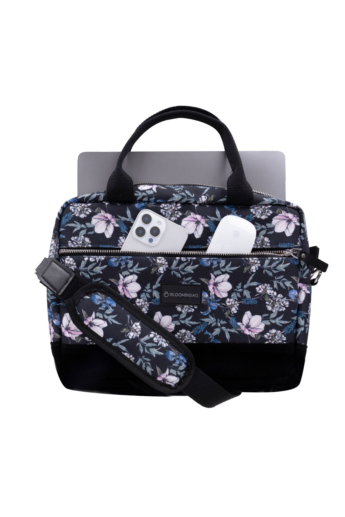 BLOOMINBAG Black Cherries MacBook 14 inç Laptop Çantası Siyah mavi