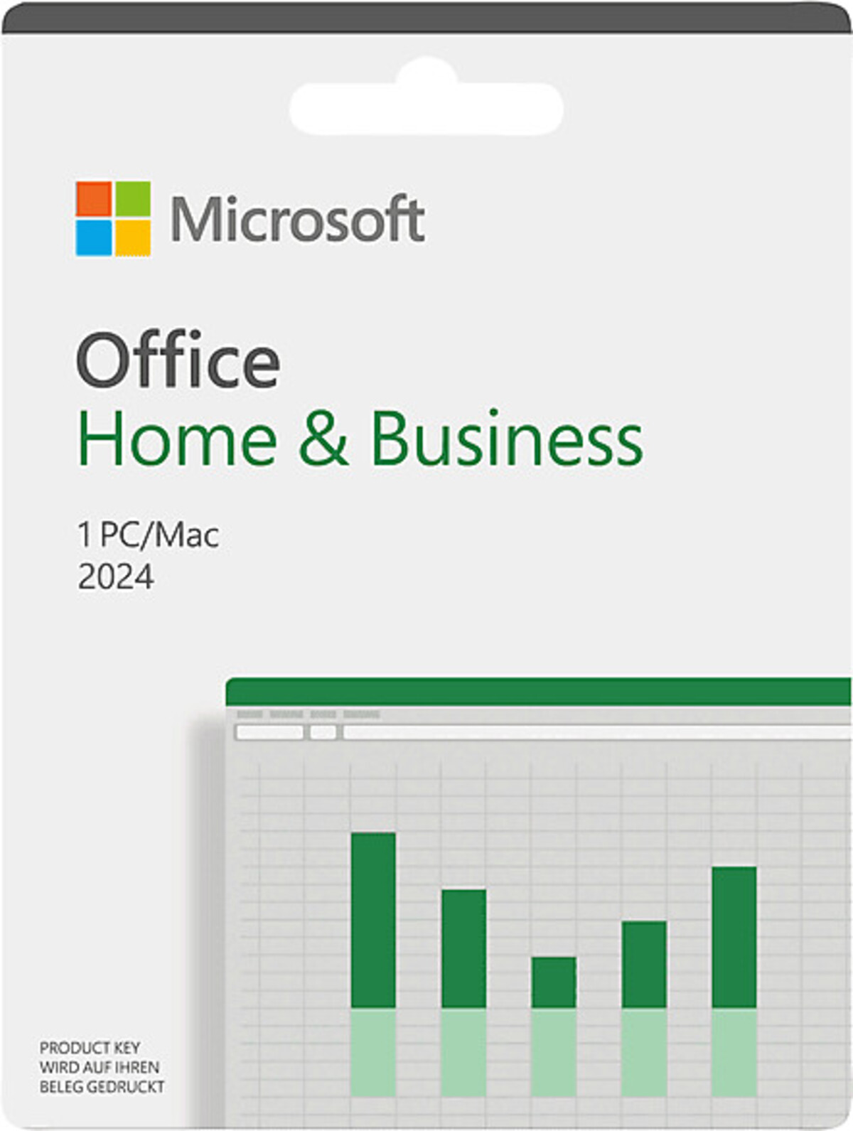 Microsoft Office Home & Business 2024 per 1 PC/Mac con grafico.