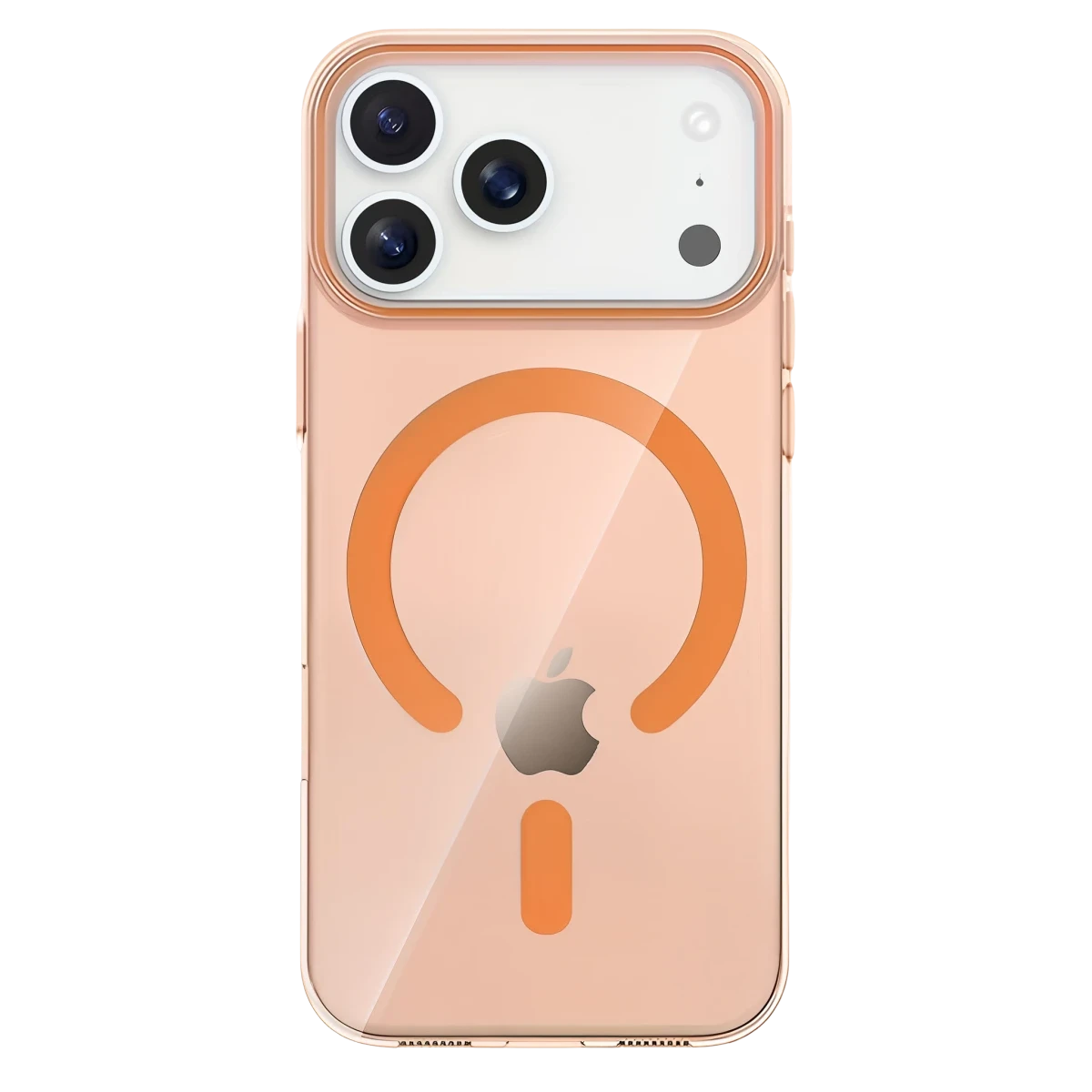 Turuncu manyetik halkalı, rose gold iPhone.