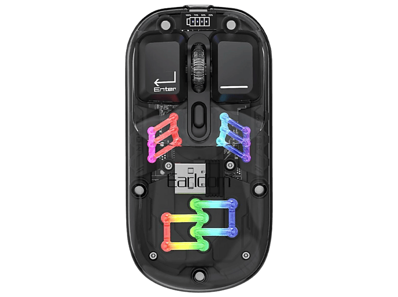 EARLDOM KM16 1600 DPI Sessiz Transparan Yapılı RGB Ofis Kablosuz Mouse Siyah