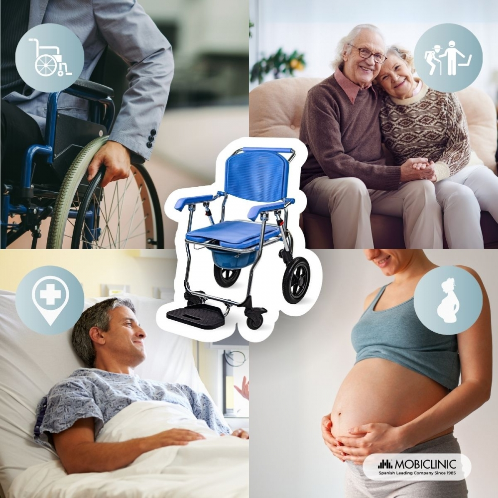 Un collage que muestra a una persona en silla de ruedas, una pareja de ancianos, un hombre en cama de hospital y una mujer embarazada.