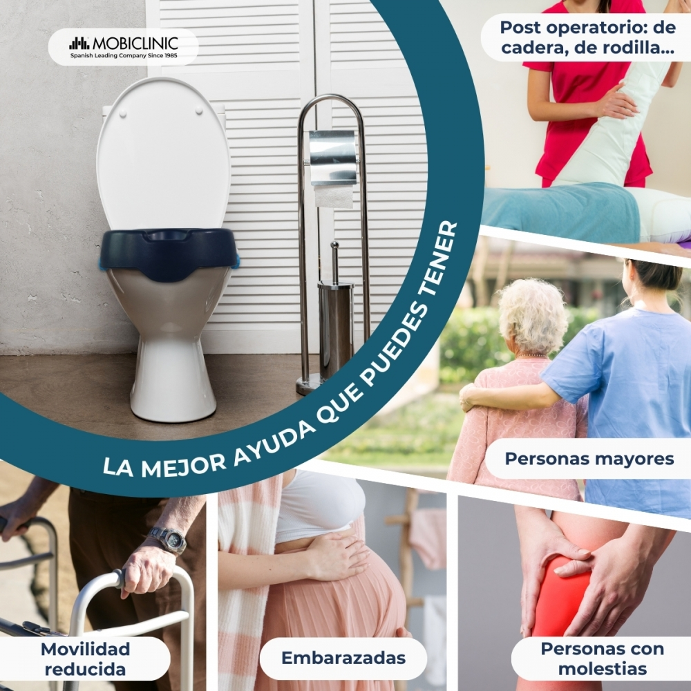 Asiento de inodoro elevado, portarrollos, mujer embarazada, ancianos y persona con dolor de rodilla.