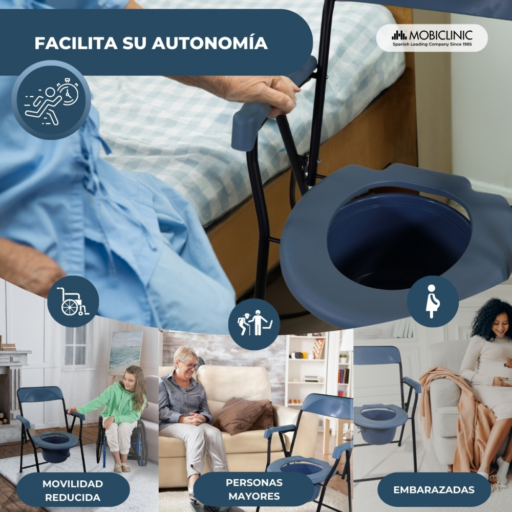 Una silla inodoro que ayuda a la movilidad, ancianos y embarazadas.