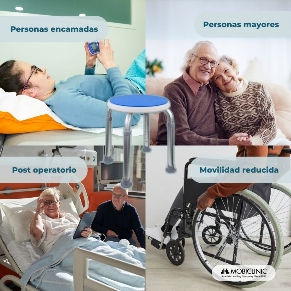 Cuatro escenas: encamados, mayores, postoperatorio y movilidad reducida.