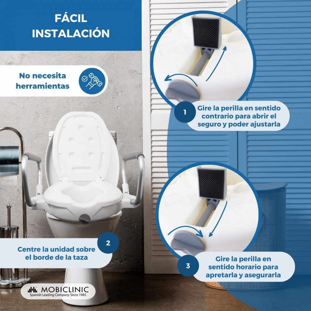 Instrucciones para instalar un elevador de asiento de inodoro.